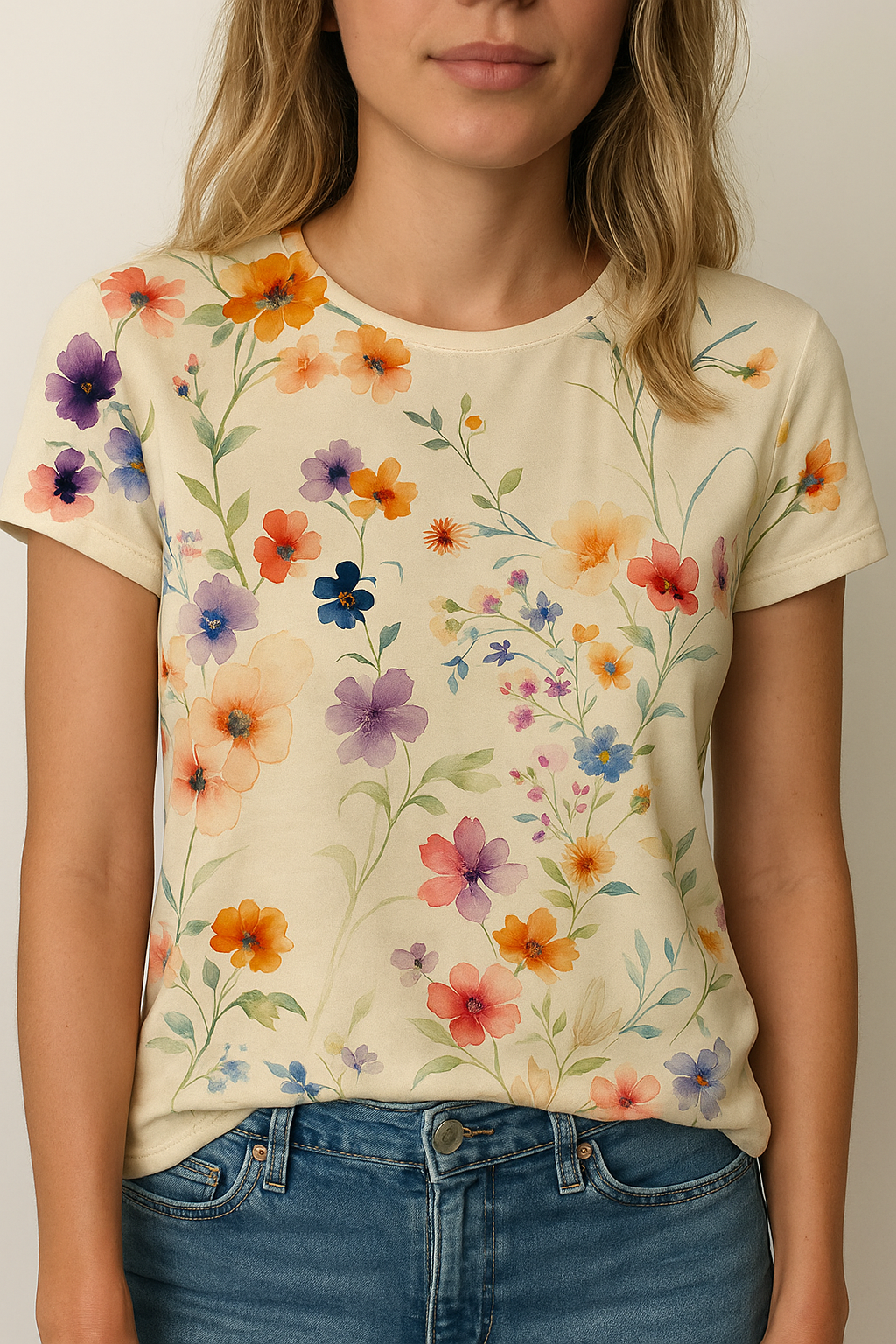 Kvinders Vintage Blomster T-Shirt